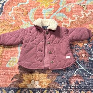 7 For All Mankind Kids Pink Quilted Jacket with White Collar